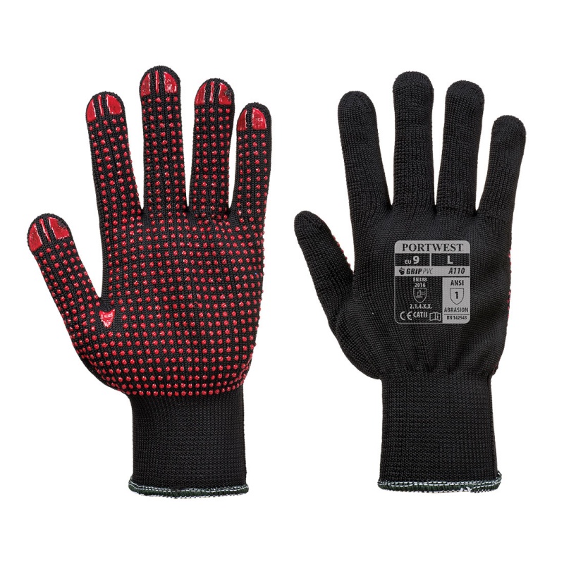 Portwest Dot Grip Dexterous Black Gloves A110